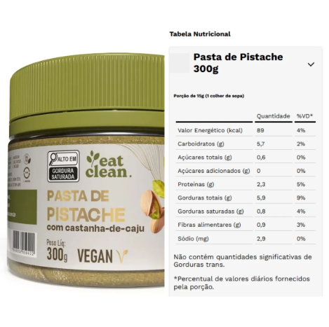 Pasta de Pistache 300g Eat Clean