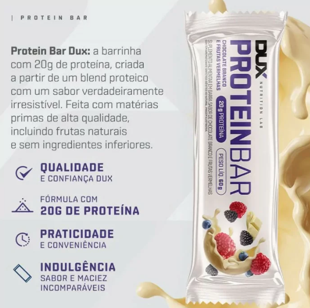 Whey Choco Branco 900g + Protein bar brinde Dux Nutrition