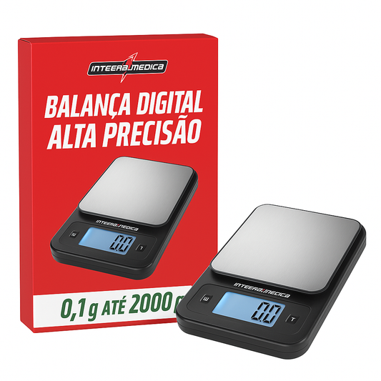 Balança Digital Alta Precisão Integralmedica – Até 2000 g / 0,1 g – Treino & Nutrição
