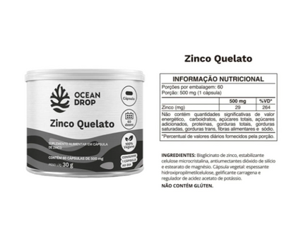 Zinco Quelado 60 caps 500mg Ocean Drop
