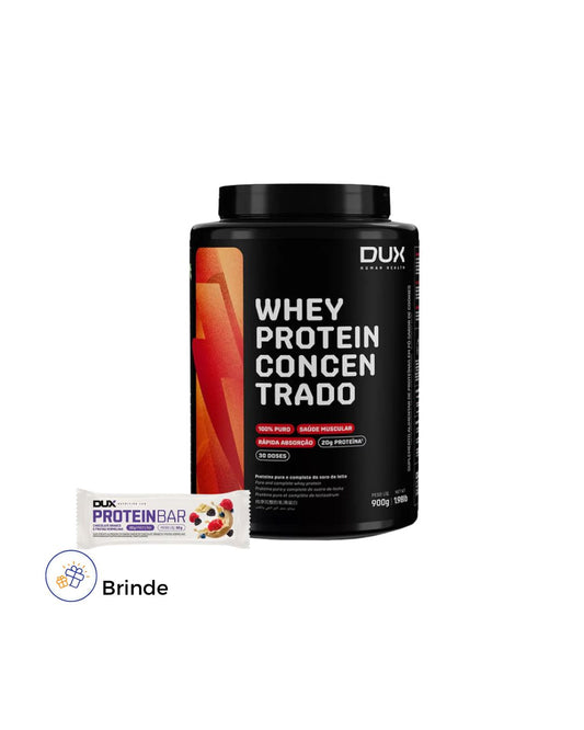 Whey Choco Branco 900g + Protein bar brinde Dux Nutrition